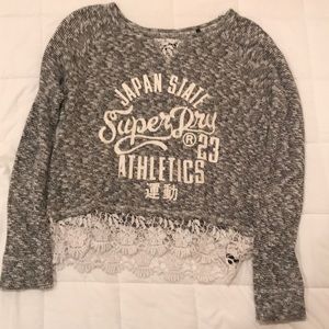 Superdry Gray Knitted Sweater with Lace Bottom